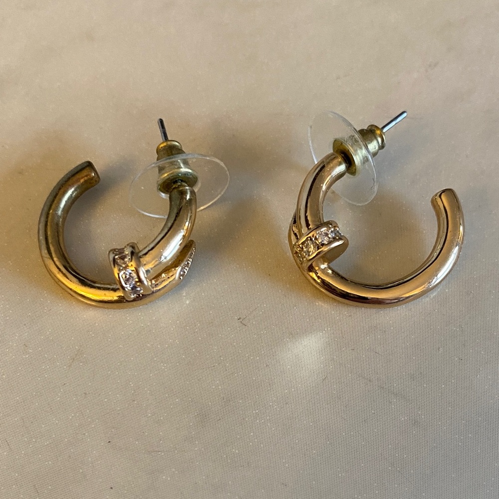 Park Lane Gold Hoop Earrings with Crystal Accents